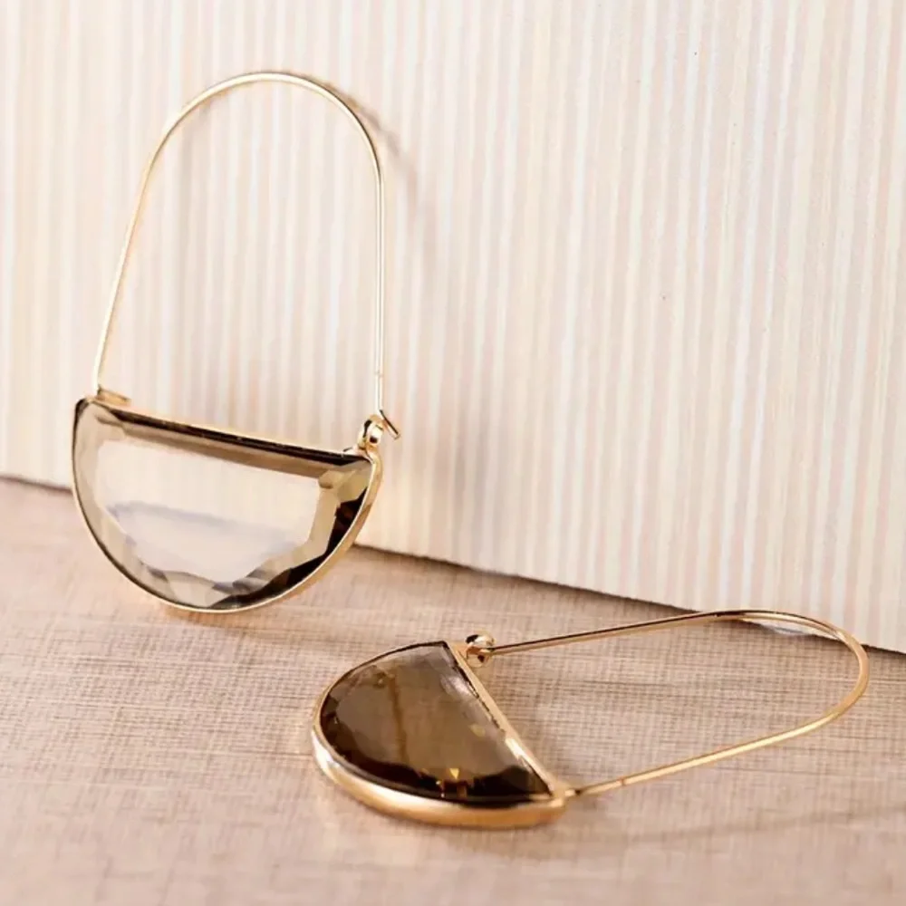 Coffee brown colored gem half moon Anthropologie earrings